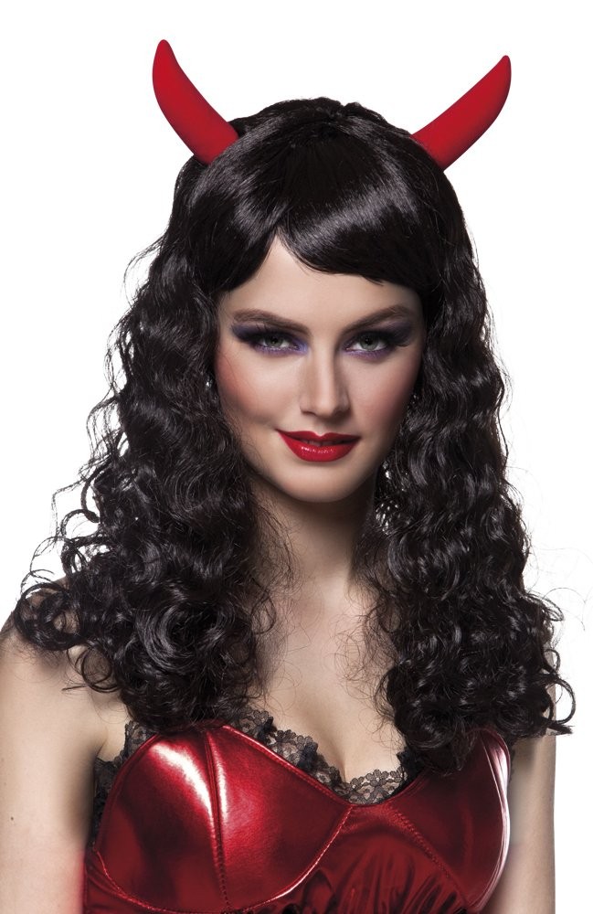 Fancy Dress Black Halloween Devil Wig with Horns