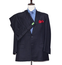Custom Ermenegildo Zegna Striped Working Cuff Mens 2pc Suit Size 44-R Pant 38x30