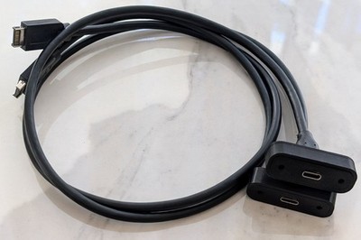 2x Custom 30mm Sliger Cerberus Panel Mount USB-C to Type-E 20gbps 2ft Cables