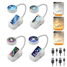 4 Pack Cute Book Lights Bulk 3 Color Adjustable Brightness Clip on Lamp