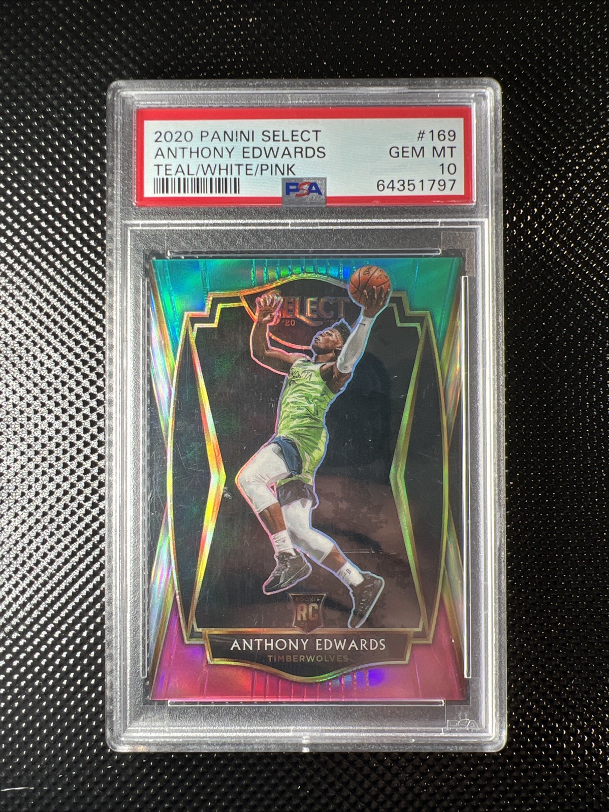 2020 Panini Select Anthony Edwards #169 Teal White Pink Rookie /25 PSA 10 Pop 3
