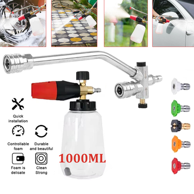 #ad #ad 1 4” Pressure Washer Foam Cannon with Dual Connector Double Tip Attachment USA $17.98