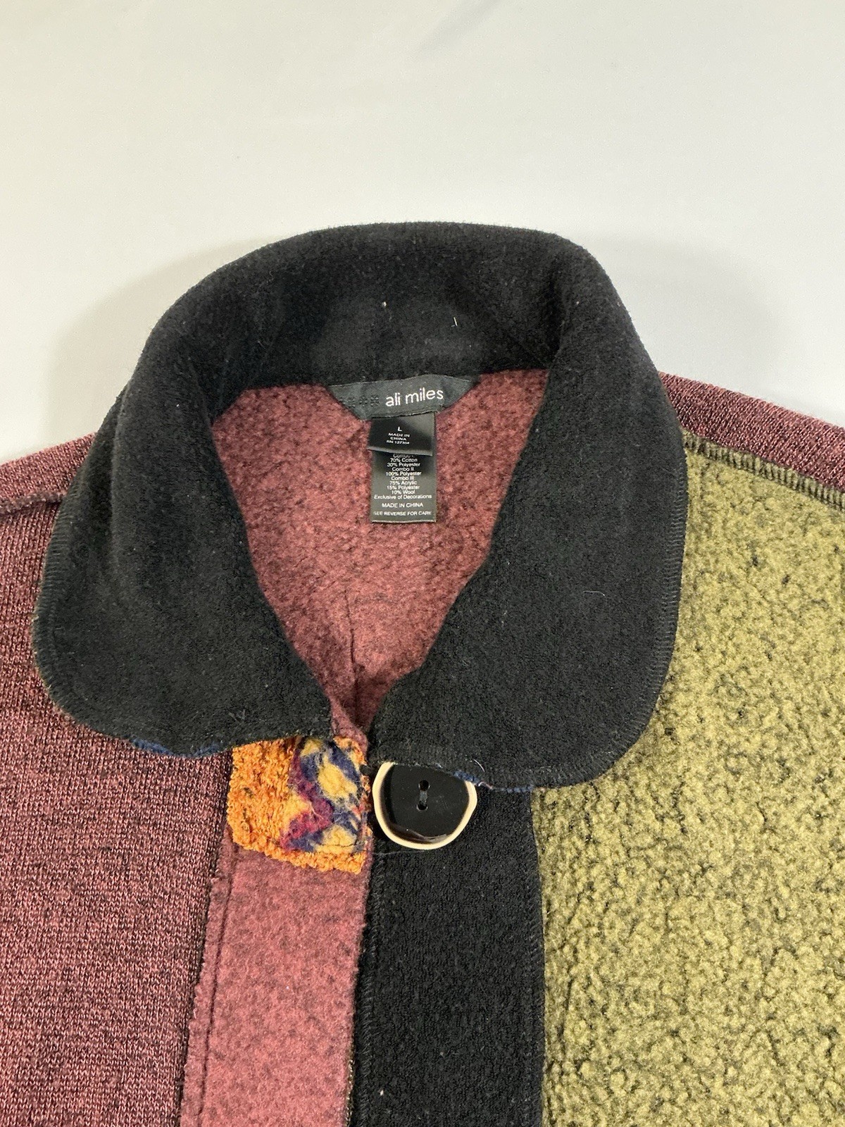 Ali Miles Patchwork Button Jacket L Multicolor Ar… - image 6