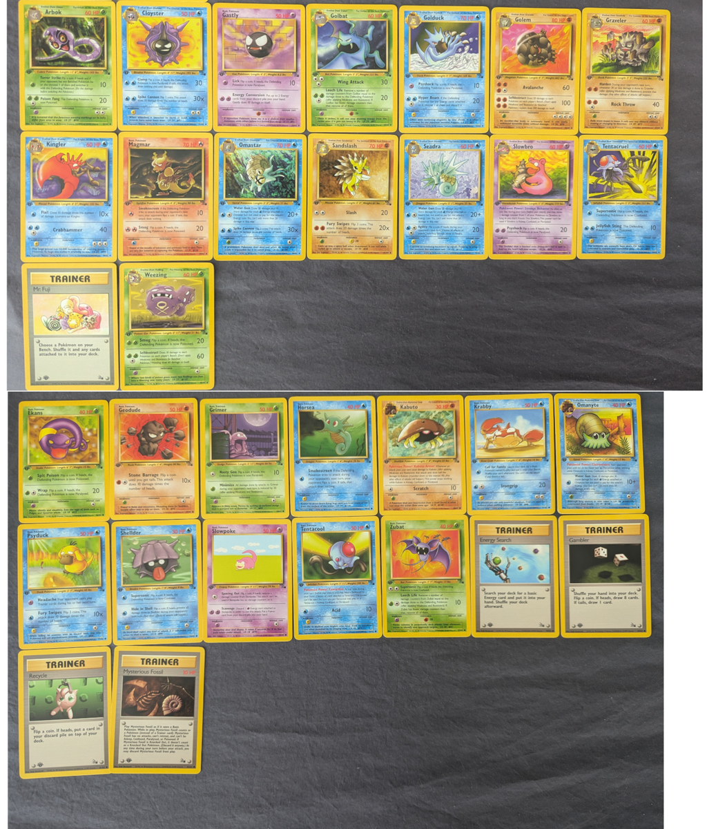 Complete Common & Uncommon 1st Edition MINT Fossil English Set