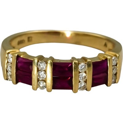 14 Karat Gelbgold Diamant und Rubin Bandring 0,75 kt Größe 7