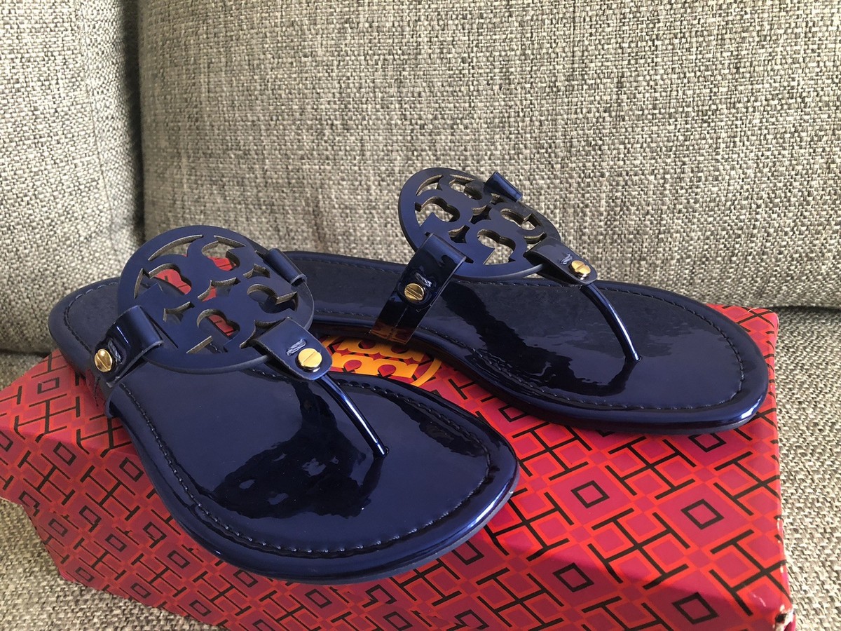 New Tory Burch Blue Metallic Size 7 Leather Sandals | eBay