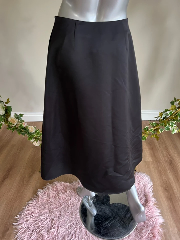 TED BAKER Midi Skirt Womens TB 2 UK 10 Erva Black Asymmetric Satin Wrap NEW - Image 3 of 4