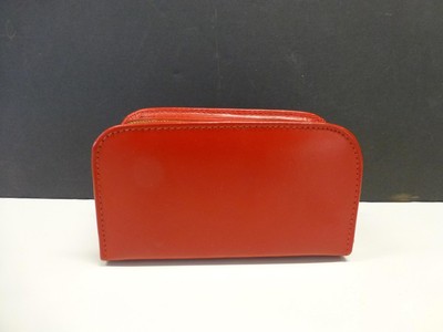 Vintage Herz England Red Leather Travel Set Toiletry Bag Dopp Kit Folding Spoon