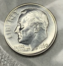 1960 Roosevelt Dime Choice Proof 90% Silver 10c US Coin in Mint Cello -1584