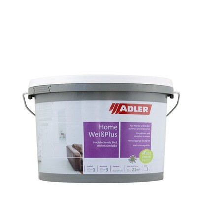 Adler Aviva Home-Weiß Plus 3L, Wandfarbe mit Grundierung, Dispersionsfarbe, Troc