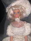 Vintage Barbie Doll In Amazing Hand Crocheted Wedding Gown (no Shoes)