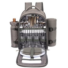 Hap Tim Picnic Basket Backpack for 4 Person with Blanket, Wine Holder, Cooler
