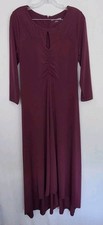 Soft Surroundings Womens Purple Ruched Long Sleeve Maxi Dress Sz M Keyhole Neck