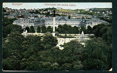 Postcard Stuttgart Schlossplatz with new castle   embossed card