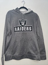 NFL Las Vegas Raiders Silver and Black Hoodie Sweatshirt Size Medium