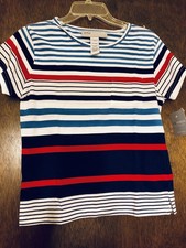 Women's Size P/S short sleeve Red White Blue Sag Harbor 22 long 18 chest top
