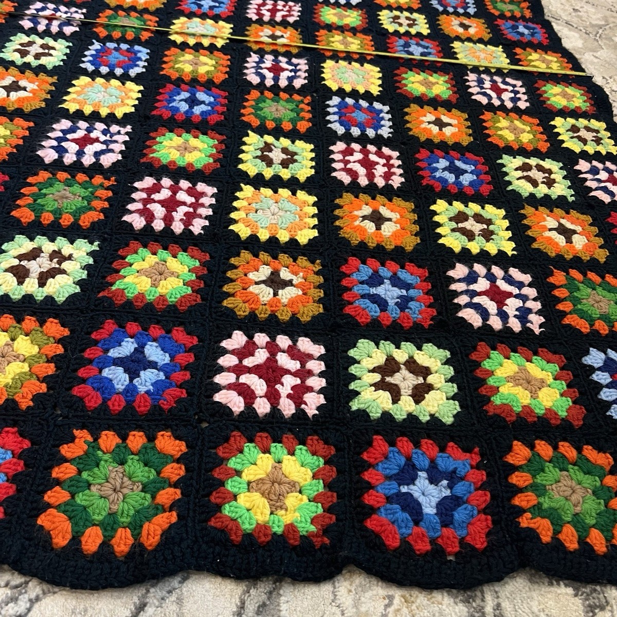 Vintage Granny Square Crochet Blanket 62 X44 | eBay
