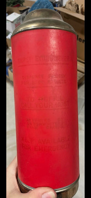 Vintage Red Fire Extinguisher shot glass Music Box ''The Whiffenpoof Song'' 