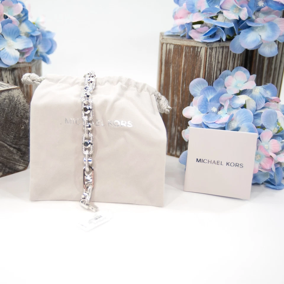 Brazalete de cadena Michael Kors Astor Pave circonita cúbica enchapado en plata nuevo con etiquetas Foto 3 de 4