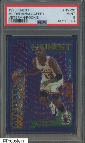 1995 Topps Finest Veteran/Rookie #RV20 Michael Jordan HOF J. Caffey RC PSA 9