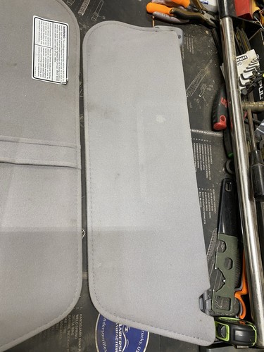 Pair Of Left & Right Sun Visors For 2006 Toyota Tacoma - Med Gray Vinyl Cloth, Includes Mirror