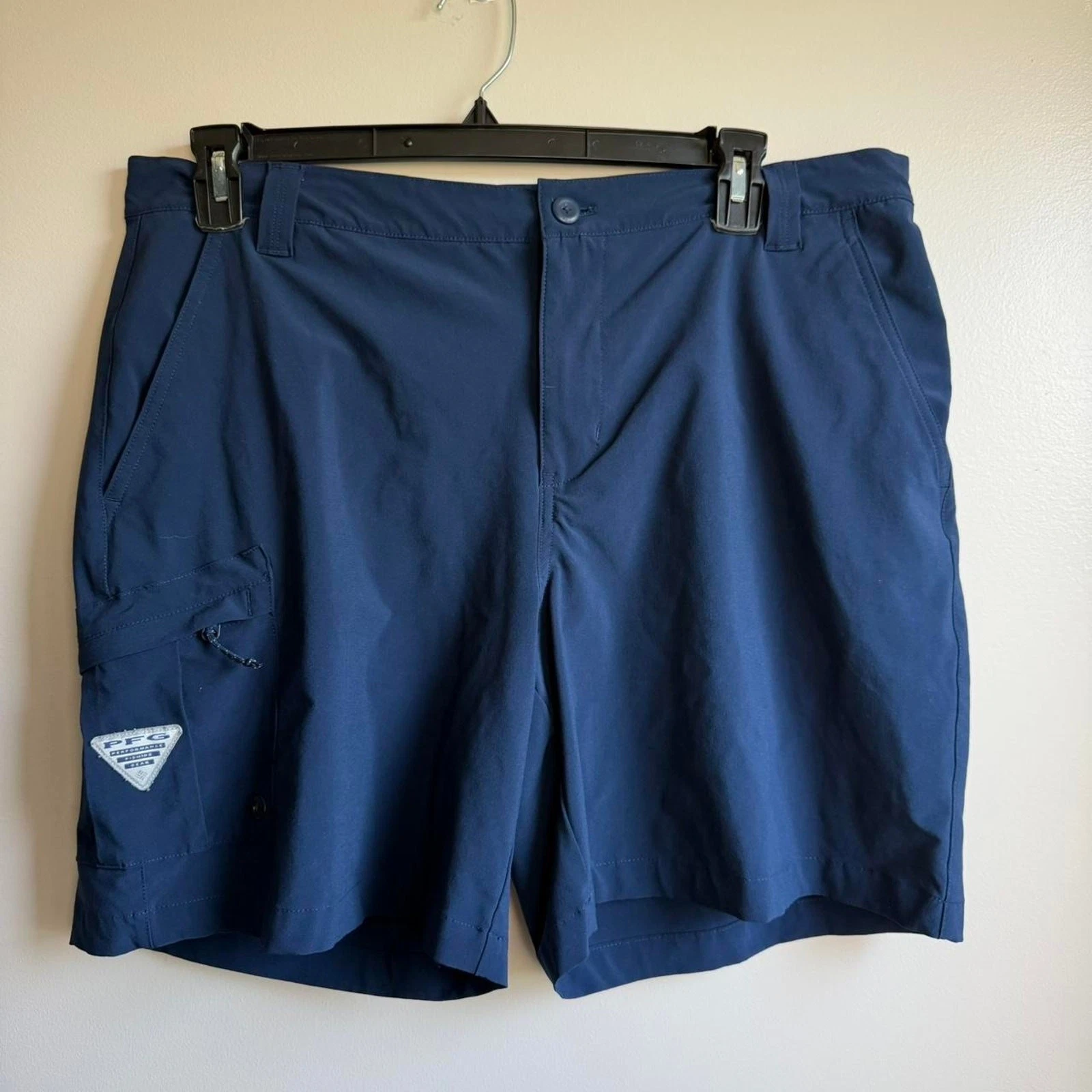 Columbia PFG Deep Wave Tackle Cargo Fishing Shorts Blue Size 38