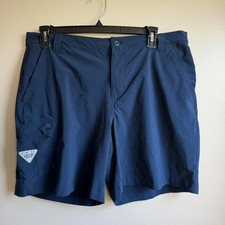 Columbia PFG Deep Wave Tackle Cargo Fishing Shorts Blue Size 38