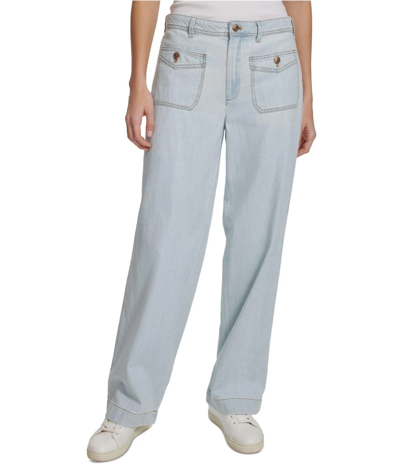 Nautica Womens Patch Pocket Wide Leg Regular Jeans