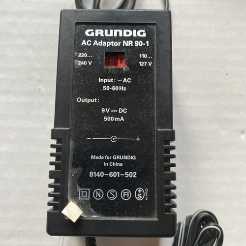 Grundig NR 90-1 9V 500mA AC Adaptor with US Plug Adapter
