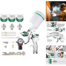 Lightweight HVLP Spray Gun Set with Adjustable Controls 1.4, 1.7, 2.0mm Nozzles