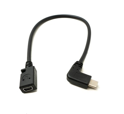 SYSTEM-S USB 3.1 Kabel 25 cm Typ C Stecker zu 2.0 Mini B Buchse Left Right