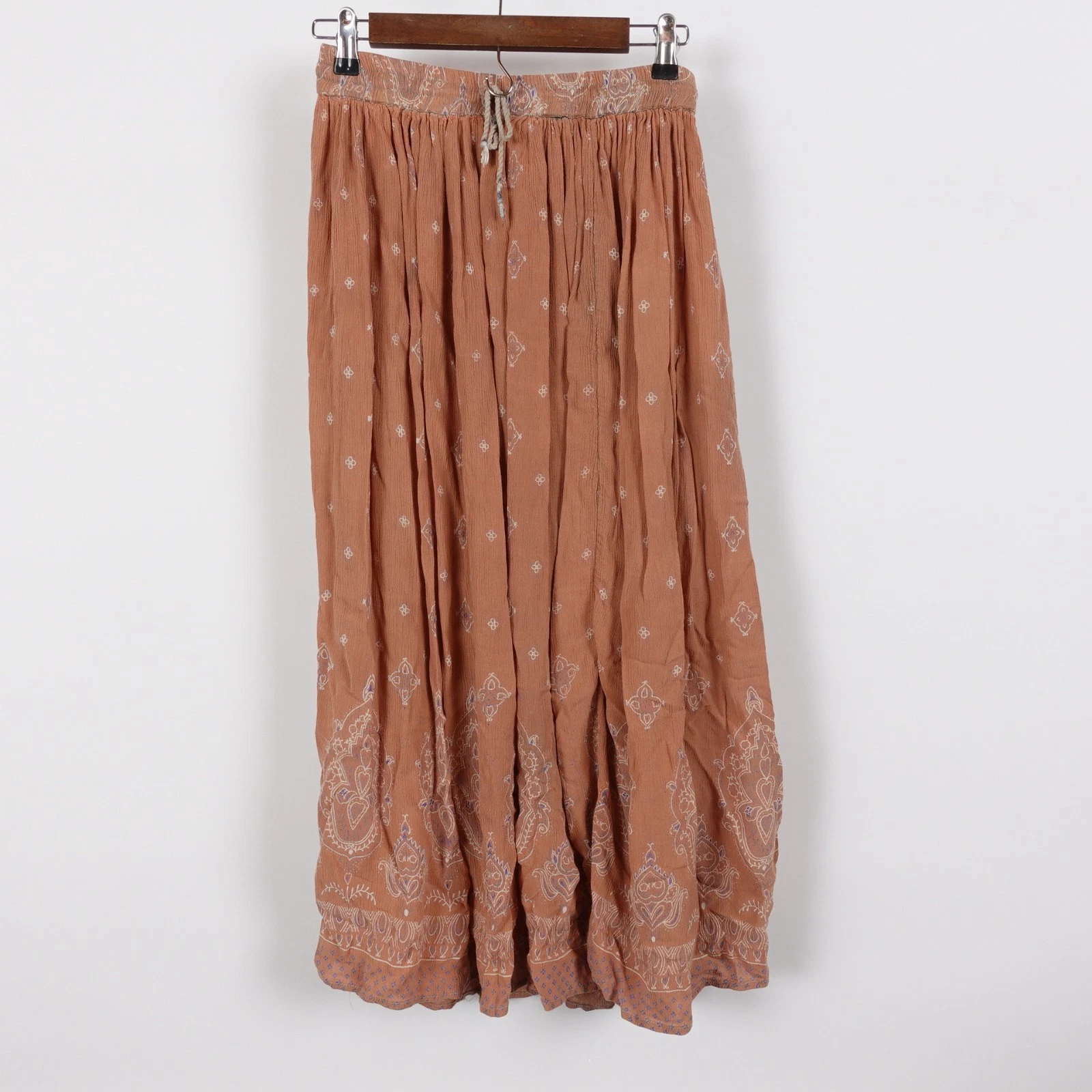 Vintage Take Two Maxi Skirt Women's Medium India Hippie Elastic Waist Boho Brown
