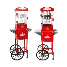 Portable Movie Theater Popcorn Machine Maker Popper with Cart and 10 Oz Kettle