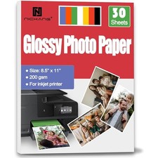 Glossy Photo Paper 8.5x11 Letter Size 200gsm 30 Sheets for Inkjet Printers High