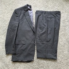 JOS A BANK Two Piece 100 WOOL Suit Men's 42 L 36x29.5 Charcoal Gray Pleated