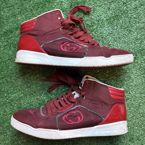 Authentic Gucci Signature High Red Mens High Top Sneakers 10.5 Shoes