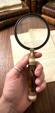 Handheld Magnifying Glass with Wooden Handle Clear Lens for Easy Reading