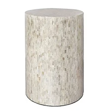  Mother of Pearl Cylinder Drum End Table Nacre Side Stool Round Accent Table 