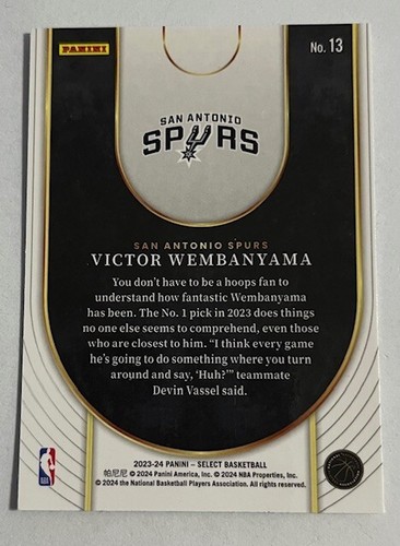 Victor Wembanyama - 2023-24 Select Neon Icons Rookie #13 - San Antonio Spurs - Picture 3 of 3