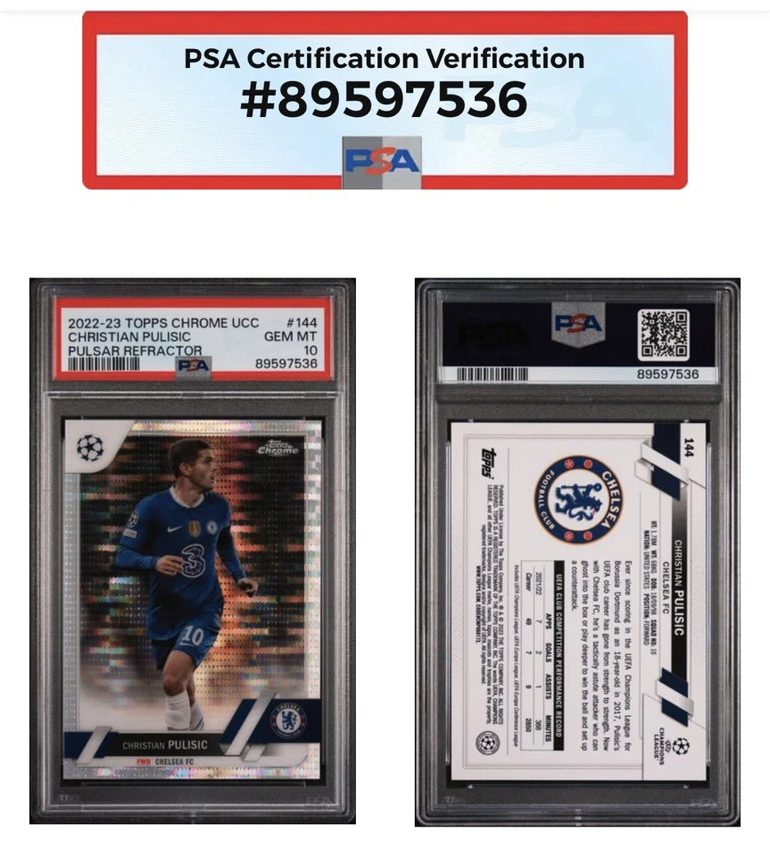 2022-23 Topps Chrome UCC - Christian Pulisic - Pulsar - PSA Gem Mint 10 - Pop 3 - Image 3 of 4