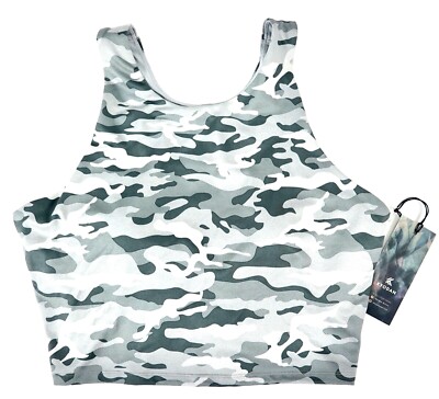 Kyodan Athletic Tank Top Womens Sports Bra XL Racerback Gray Camo Removable  Pads