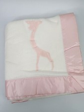 Vintage Acrylic Pink Giraffe Crib Blanket Baby Chatham 36  x 50  - NWOT