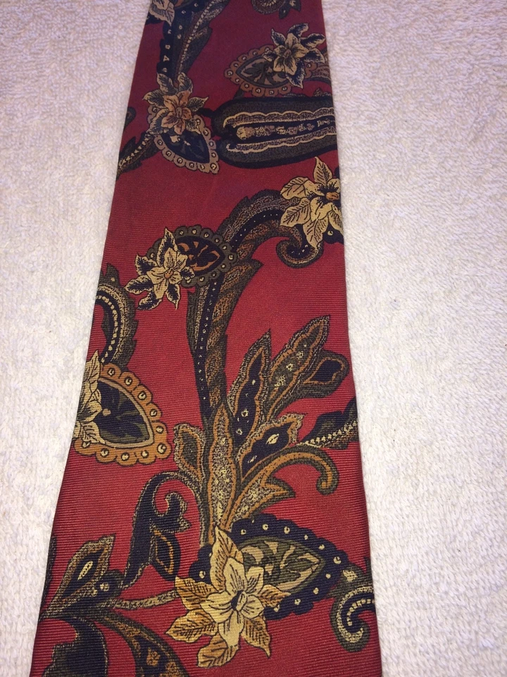 LANDS END CORBATA HOMBRE BORGOÑA CON BEIGE TOSTADO NEGRO Y DORADO 3,75 X 61  Foto 3 de 4