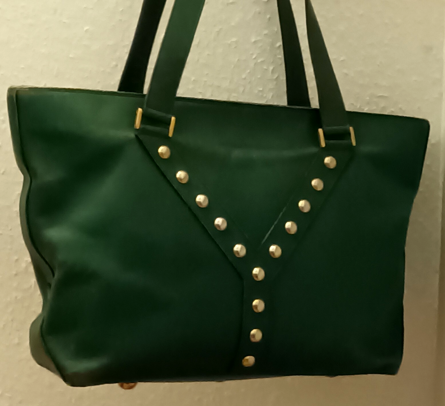 Borsa YSL Yves Saint Laurent grande shopper pelle verde Made in France