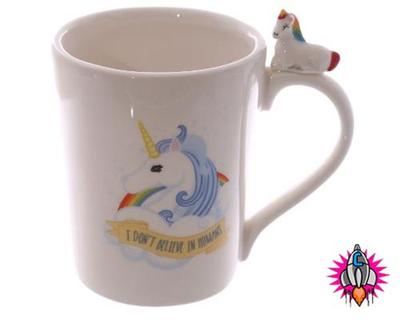 EINHORN UND REGENBÖGEN I DON'T BELIEVE IN HUMANS KAFFEETASSE TEETASSE MIT GESCHENKBOX