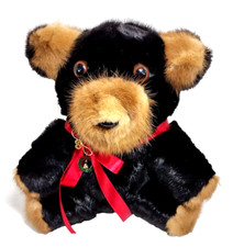 Vintage Genuine Mink U.S. Fur 9  Seated Teddy Bear Plush Black Brown Neck Charm
