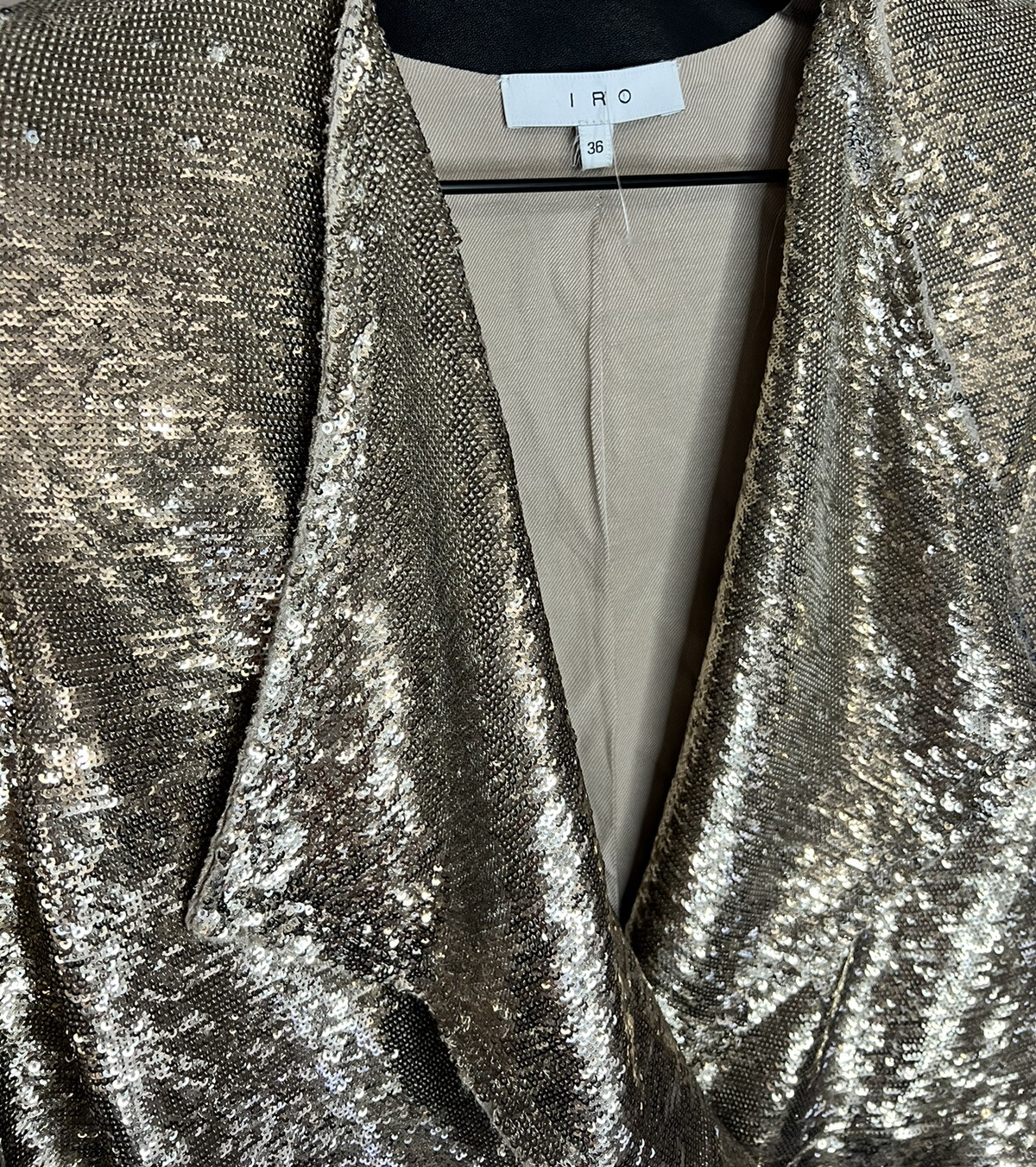 IRO Chill Sequin Double-Breasted Jacket Gold 36 U… - image 7