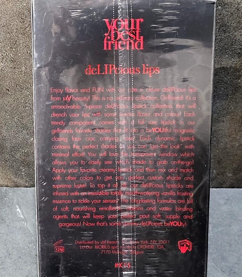 YBF DELIPIOUS ~ Juego de 5 lápices labiales, rosa fucsia / rojo / desnudo ~ caja sellada (m5 Foto 3 de 3