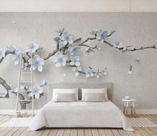 3D Blue Petals K12432 Wallpaper Mural Self-ad...
