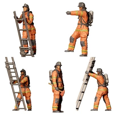 3DRIFTER-MINIATURES Feuerwehr Amerika Figuren Set 1:43 (4,3cm) unbemalt, 1/43 Diorama (5 Figuren)